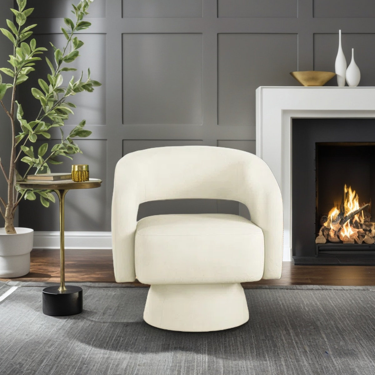 Bochovice 27.8'' Wide Modern Soft Wide Upholstered Swivel Barrel Chair (Set of 2) (Set of 2)